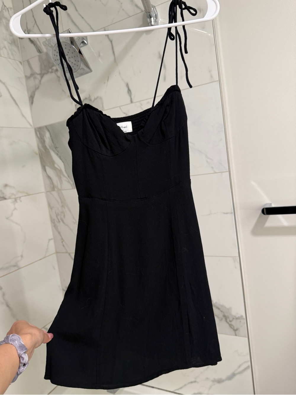 Wilfred Black Tie-Shoulder Mini Dress